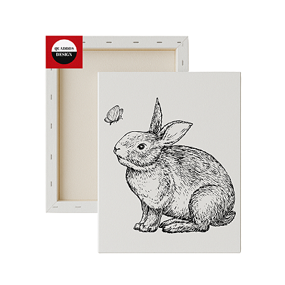 Tela para Pintura Infantil - Coelho e Borboleta da Páscoa