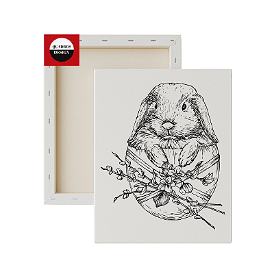Tela para Pintura Infantil - Coelhinho no Ovo com Flores