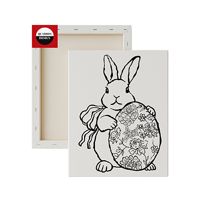 Tela para Pintura Infantil - Coelhinho Guardião do Ovo Floral