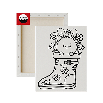 Tela para pintura infantil - Coelhinho na Bota