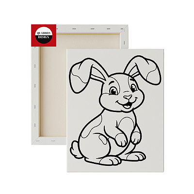 Tela para pintura infantil - Coelhinho da Páscoa Alegre