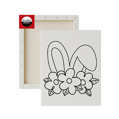 Tela para pintura infantil - Orelhinhas de Coelho com Flores