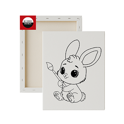 Tela para pintura infantil - Coelhinho Artista de Páscoa