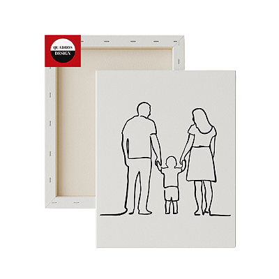 Tela para pintura infantil - Família Unida de Mãos Dadas
