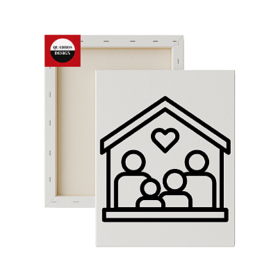 Tela para pintura infantil - Família no Lar com Coração