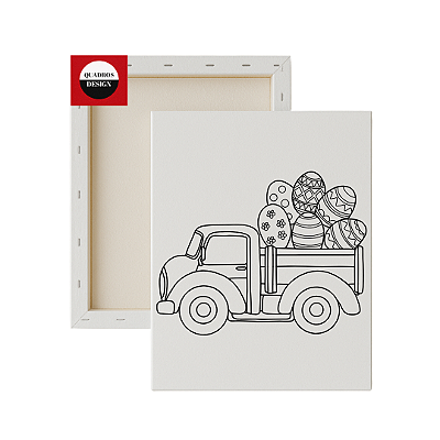 Tela para pintura infantil - Caminhonete de Ovos de Páscoa