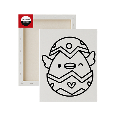 Tela para pintura infantil - Pintinho no Ovo de Páscoa