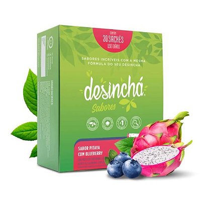 Chá Desinchá Sabores-  sabor Pitaya C/ Blueberry (30 sachês) - Desinchá 