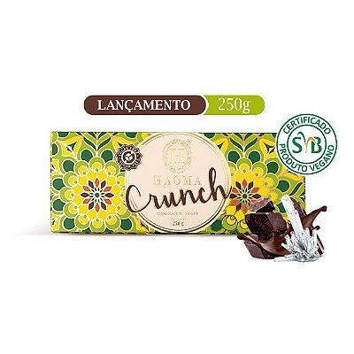 Barra de chocolate  ZERO açúcar sabor Crunch Vegano (250g) - HAOMA