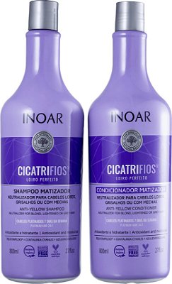 Kit Inoar Cicatrifios Loiro Perfeito Matizador Shampoo e Condicionador 800ml