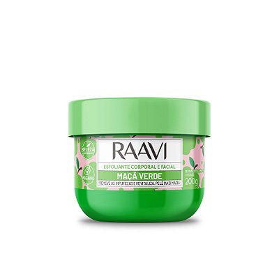 Esfoliante Corporal e Facial Raavi Maçã Verde 200g – Pele Macia e Renovada