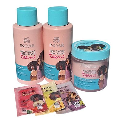 Kit de Tratamento Capilar Inoar Meu Cacho Meu Crush Teen - Combo Completo 6 Itens