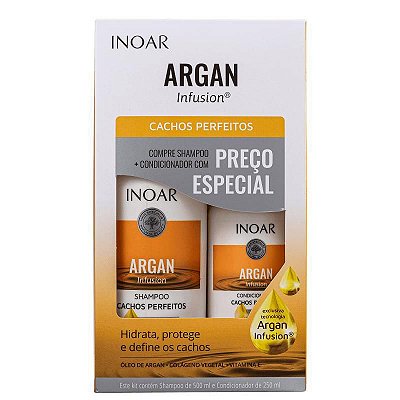 Kit Inoar Argan Infusion Cachos Perfeitos Shampoo 500ml e Condicionador 250ml