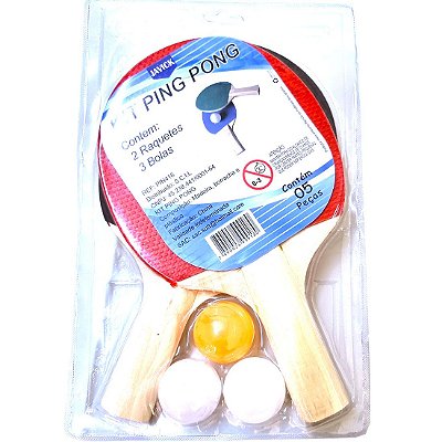 Raquete Tênis de Mesa Javick Kit Popular c/ 2 Raquetes e 3 Bolinhas