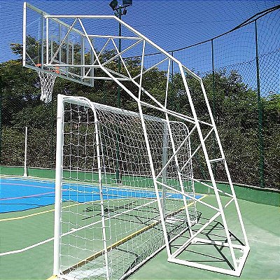 Estrutura de Basquete Mod. Ibirapuera c/Tabela 1.80X1.20 Of. Acrilico. 10mm Aro Flexível e Rede  - Par