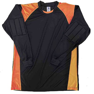 Camisa para Goleiro Preta/Laranja AX Esportes Adulto Tam G - Com Amofada