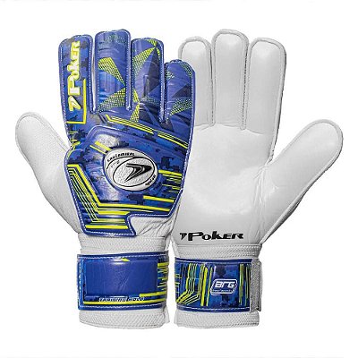 Luva Goleiro ADULTO Poker Training Focus - Bco/Azul 01011