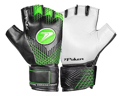 Luva de Goleiro Salão Poker Training Focus Adulto - PT/VERDE 01051