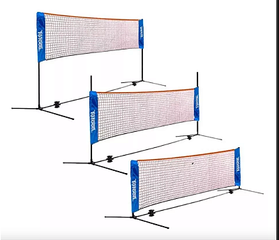 Kit Rede Portátil Poste Tênis/Badminton/Beach Tênis, Regulável e Cromado c/alt. até 1,65 m. x 6 m. Largura - 508 / 736