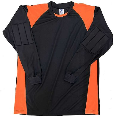 Camisa para Goleiro Preta/Laranja AX Esportes Adulto Tam P - Com Amofada