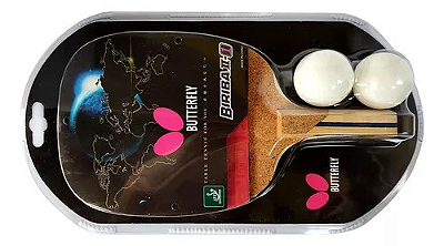 Raquete Tênis de Mesa Kit com 2 bolinhas Butterfly Biriba II Caneta