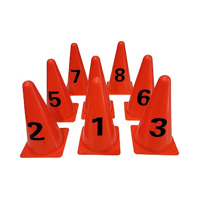 8 Cones 22cm Numerados Laranja AX Para Treino 663 - Exclusividade