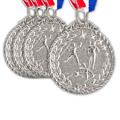 Medalha ATLETISMO 3 Prata AX 50mm - Y225P - PACK COM 10