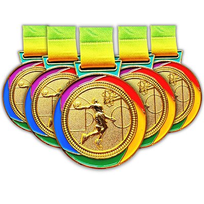 Medalha BASQUETE AX 65mm Borda Colorida YWA 457 - PACK COM 10