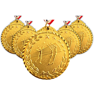 Medalha VOLEI Ouro AX 65mm  - YWA 456 - PACK COM 10