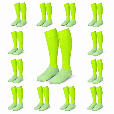 Kit Meião de Futebol AX Esportes Cor Amarelo Cítrico - PACK C/ 12 PARES