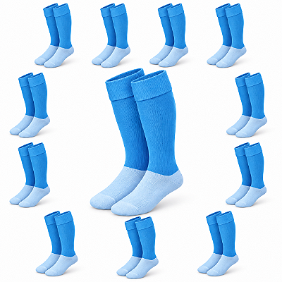 Kit Meião de Futebol AX Esportes Cor Azul Celeste - PACK C/ 12 PARES