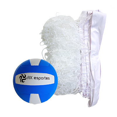 Rede de Vôlei 1 Lona Sintética e Fio 1mm + Bola Volei EVA - PACK 02 PÇS