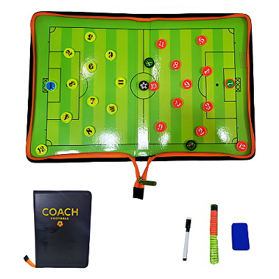 Prancheta Tática Futebol P Estojo Dobrável com Ziper e Botões Coach AX - 773