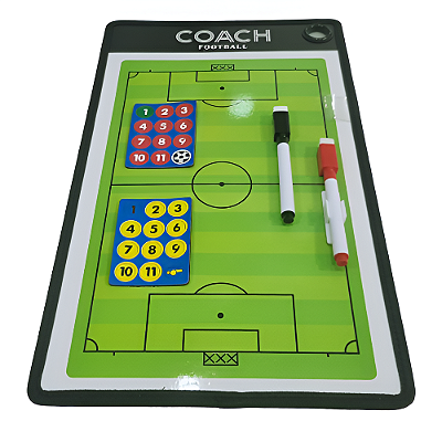 Prancheta Tática Futebol Fina com 2 Canetas e Imãs Adesivo Coach AX - 771