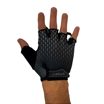 Luva Musculação/Ciclismo Curta Preta/Cinza com Puxador Dedo Dry AX  - 767
