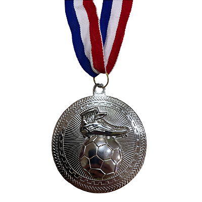 Medalha Futebol Chuteira PE NA BOLA Prata AX 65mm YWA 470- EXCLUSIVIDADE