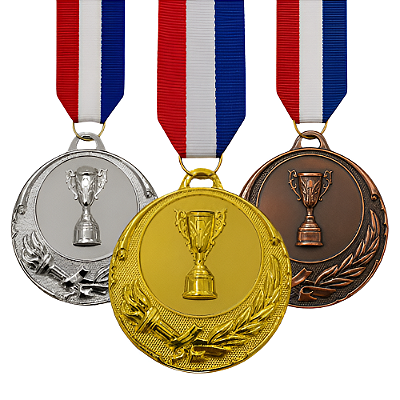 Medalha TAÇA Ouro/Prata/Bronze AX 65mm YWA 470 / 468 - PACK COM 3 (1 de Cada)