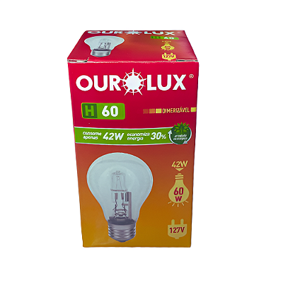 LÂMPADA HALÓGENA BULBO 42W 127V E27 2800K DIMERIZÁVEL OUROLUX 02132