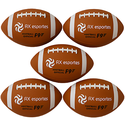 Bola Futebol Americano Marrom Adulto Oficial Tam 9 AX - 708 - PACK COM 5 PEÇAS