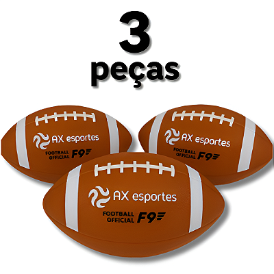 Bola Futebol Americano Marrom Adulto Oficial Tam 9 AX - 708 - PACK COM 3 PEÇAS