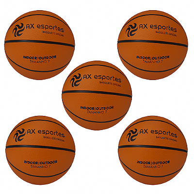 Bola Basquete AX Adulto Oficial TAM 7 PROMO 703 - PACK 5 PEÇAS