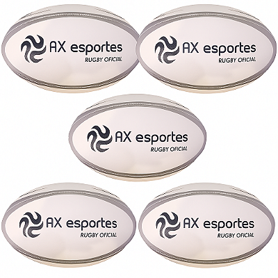 Bola Rugby Oficial Branca Com Costura AX - 709 - PACK COM 5 PEÇAS