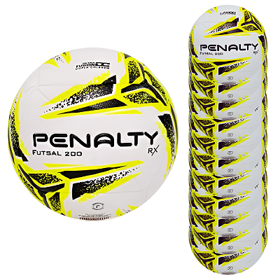 Bola Futsal Penalty RX 200 XXIII- Branca e Amarela - PACK COM 12 PEÇAS