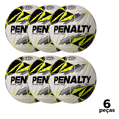 Bola Futsal Penalty RX 500 XXIII - Branca e Amarela - PACK COM 6 PEÇAS