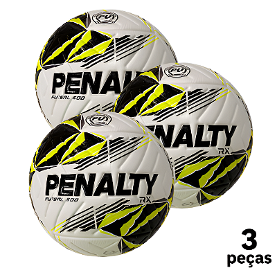 Bola Futsal Penalty RX 500 XXIII - Branca e Amarela - PACK COM 3 PEÇAS