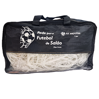 Rede de Futebol Salão Fio 2 Seda Pesada 2mm Top com Bolsa AX Par - 737