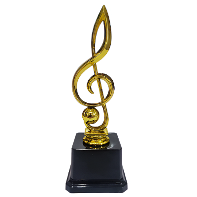 Troféu de Música, Nota Musical 3º Lugar Grande 21cm Base Quadrada AX - 836