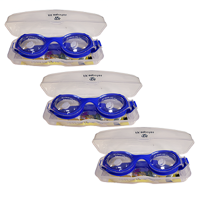 Óculos AX Natação Silicone Advanced Azul Infantil c/ Estojo PROMO - 866 - PACK COM 3