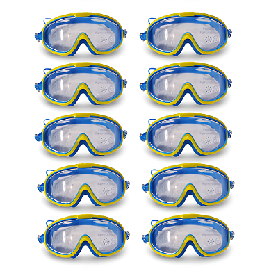 Óculos Natação Infantil Máscara Panorâmica AX Azul e Amarelo Silicone c/ Estojo PROMO - 867 - PACK COM 10