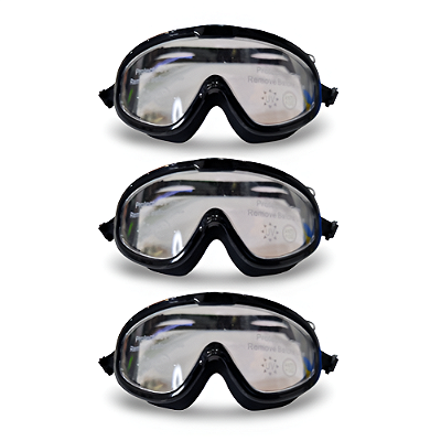 Óculos Natação Infantil Máscara Panorâmica AX Preto Silicone c/ Estojo PROMO - 867 - PACK COM 3